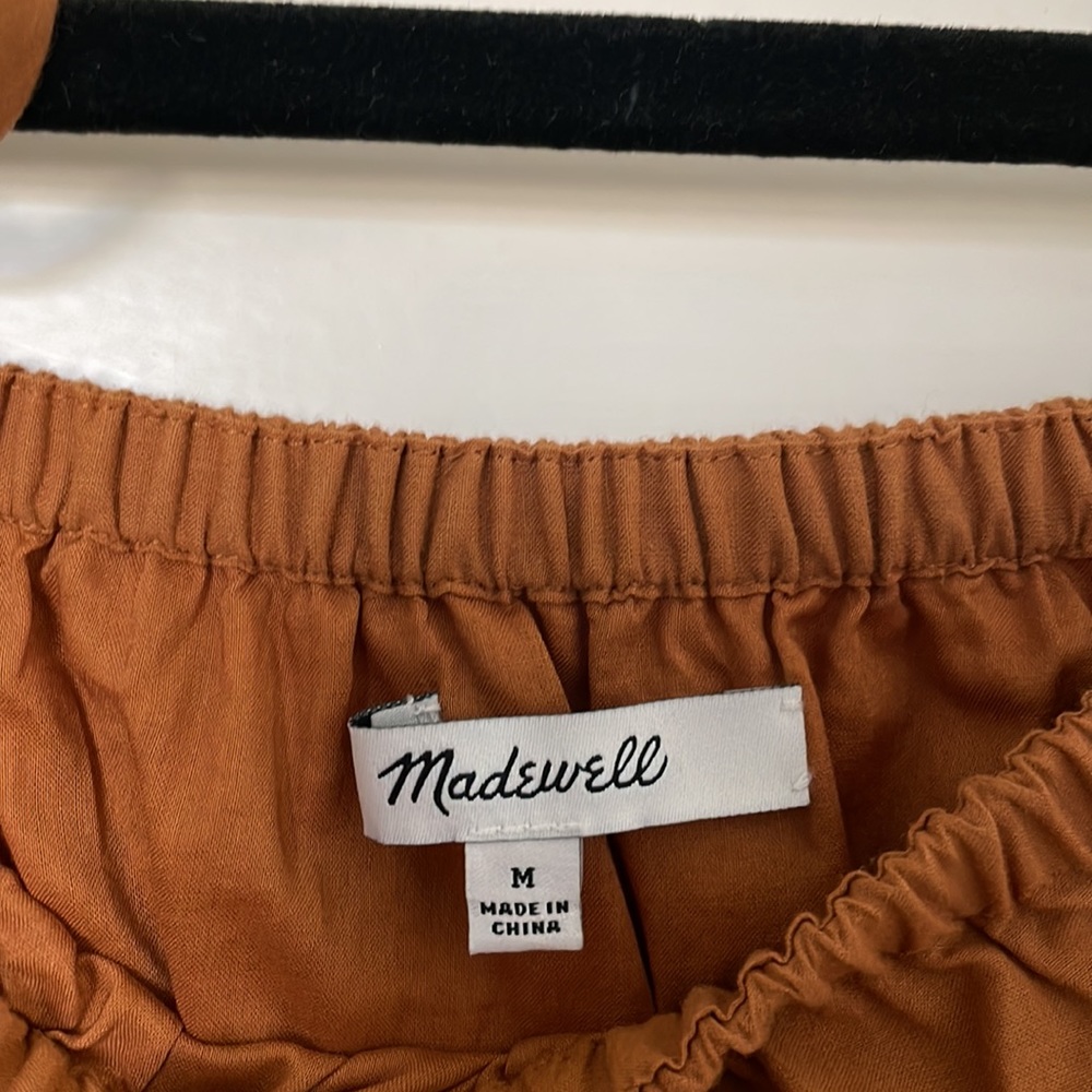 Madewell women’s Off the shoulder dress with crochet trim in burnt orange size M - Picture 4 of 9